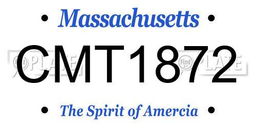 CMT1872 Massachusetts License Plate