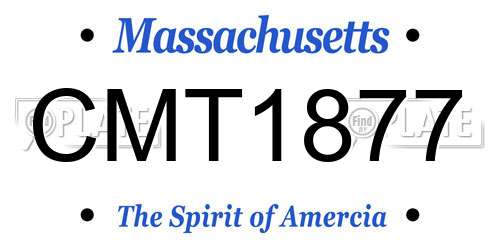 CMT1877 Massachusetts License Plate