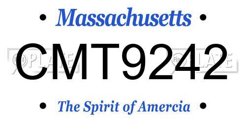 CMT9242 Massachusetts License Plate