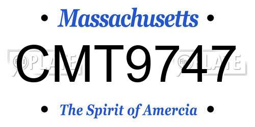 CMT9747 Massachusetts License Plate