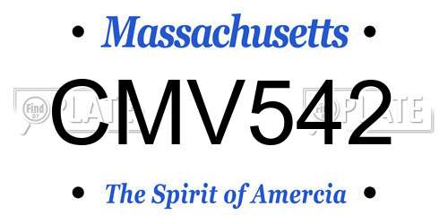 CMV542 Massachusetts License Plate