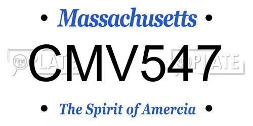 CMV547 Massachusetts License Plate