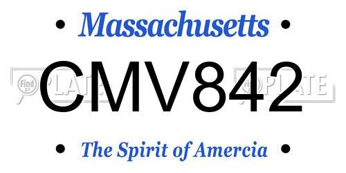 CMV842 Massachusetts License Plate