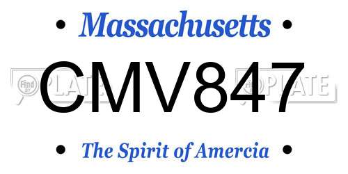 CMV847 Massachusetts License Plate