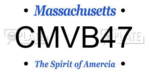 CMVB47 Massachusetts License Plate