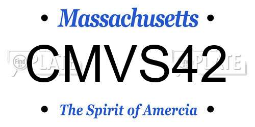 CMVS42 Massachusetts License Plate