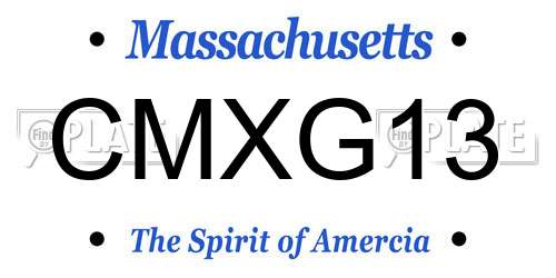CMXG13 Massachusetts License Plate