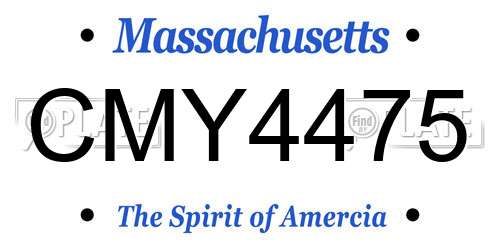 CMY4475 Massachusetts License Plate