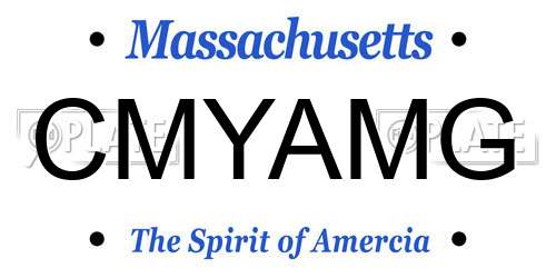 CMYAMG Massachusetts License Plate