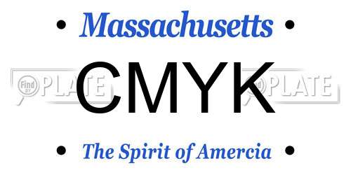 CMYK Massachusetts License Plate