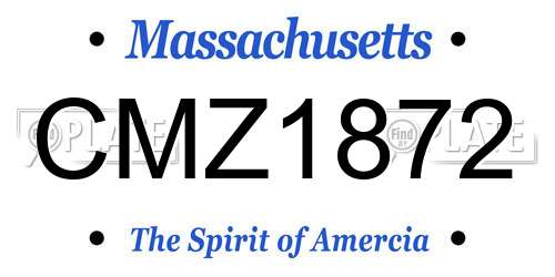 CMZ1872 Massachusetts License Plate