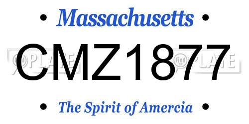 CMZ1877 Massachusetts License Plate