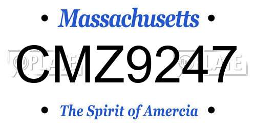 CMZ9247 Massachusetts License Plate