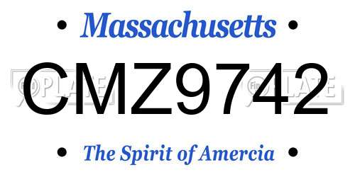 CMZ9742 Massachusetts License Plate