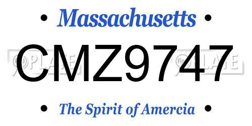 CMZ9747 Massachusetts License Plate