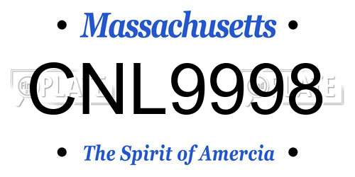 CNL9998 Massachusetts License Plate