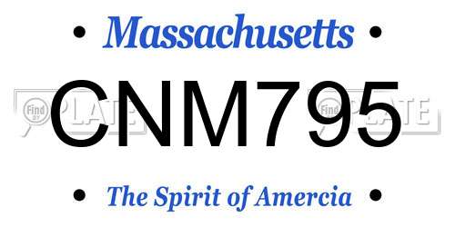 CNM795 Massachusetts License Plate