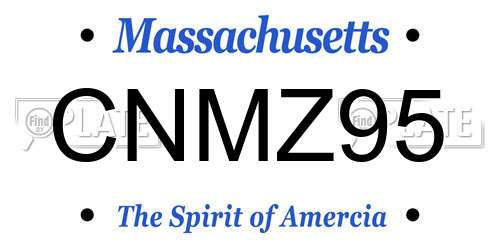 CNMZ95 Massachusetts License Plate