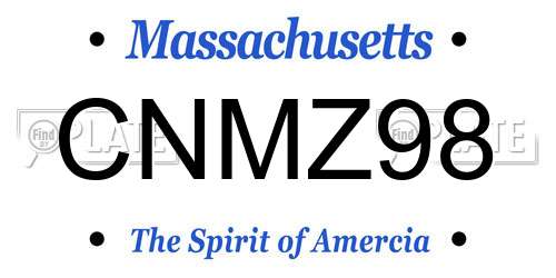 CNMZ98 Massachusetts License Plate