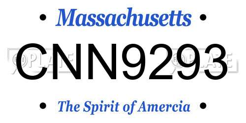 CNN9293 Massachusetts License Plate