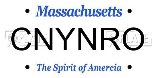 CNYNRO Massachusetts License Plate