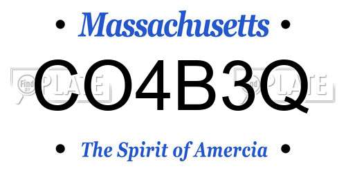 CO4B3Q Massachusetts License Plate