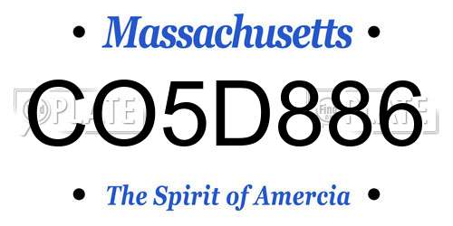 CO5D886 Massachusetts License Plate