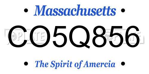 CO5Q856 Massachusetts License Plate