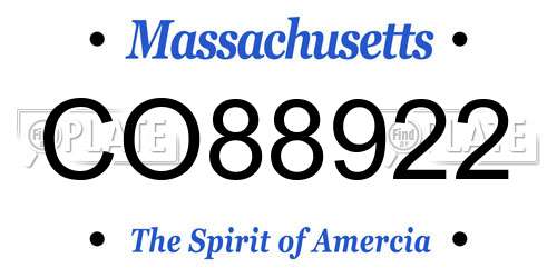 CO88922 Massachusetts License Plate
