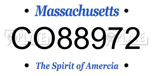 CO88972 Massachusetts License Plate