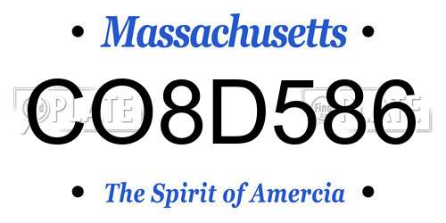 CO8D586 Massachusetts License Plate