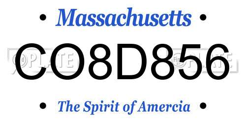 CO8D856 Massachusetts License Plate