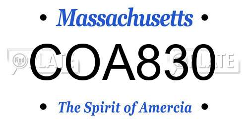 COA830 Massachusetts License Plate