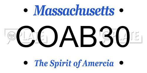 COAB30 Massachusetts License Plate