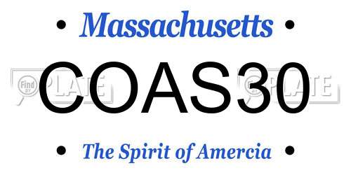 COAS30 Massachusetts License Plate