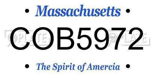 COB5972 Massachusetts License Plate