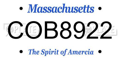 COB8922 Massachusetts License Plate