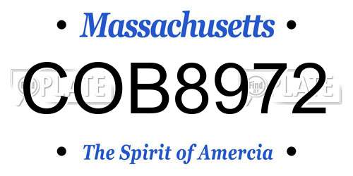 COB8972 Massachusetts License Plate