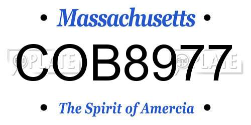 COB8977 Massachusetts License Plate