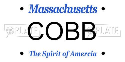 COBB Massachusetts License Plate