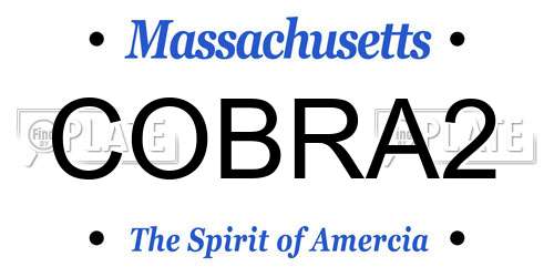 COBRA2 Massachusetts License Plate