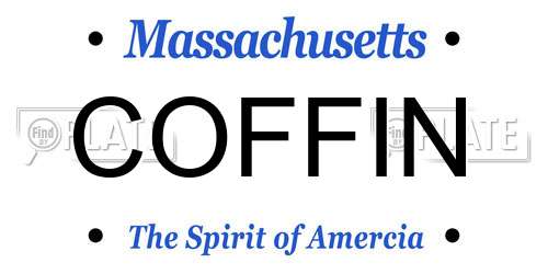COFFIN Massachusetts License Plate
