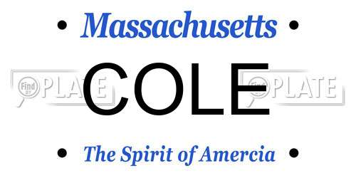 COLE Massachusetts License Plate