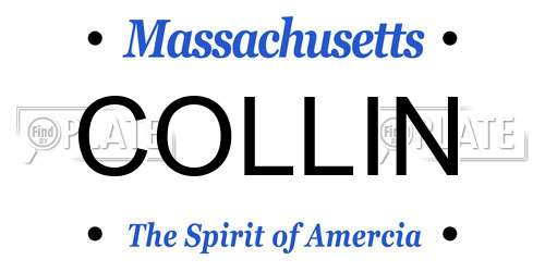 COLLIN Massachusetts License Plate