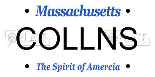COLLNS Massachusetts License Plate