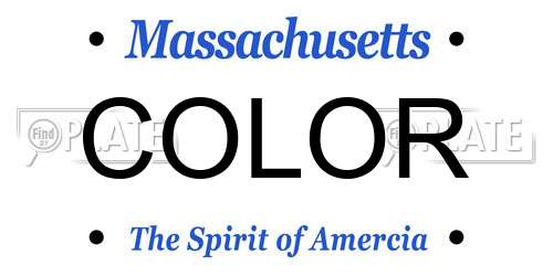 COLOR Massachusetts License Plate
