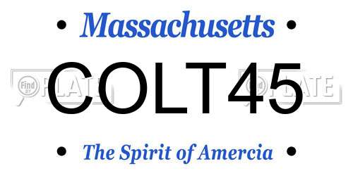COLT45 Massachusetts License Plate