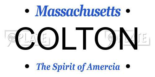 COLTON Massachusetts License Plate