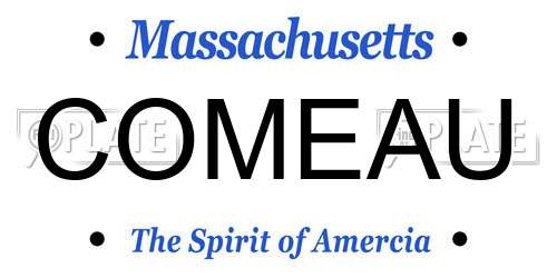 COMEAU Massachusetts License Plate