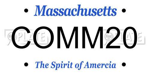 COMM20 Massachusetts License Plate